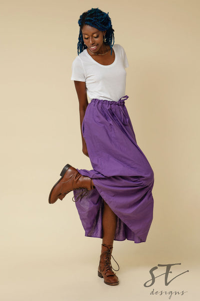 Purple Flounce Skirt, Purple Skirt, Purple Long Skirt
