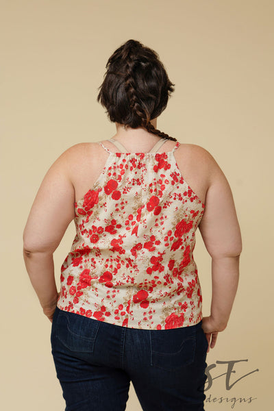 English Roses Keyhole Top, Sleeveless Top, Floral Top