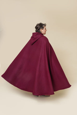 Burgundy Wool Cloak,  Burgundy Half-Circle Cape, Burgundy Long Cloak, Burgundy Medium Length Cloak, Burgundy Hooded Cloak, Renaissance Cloak