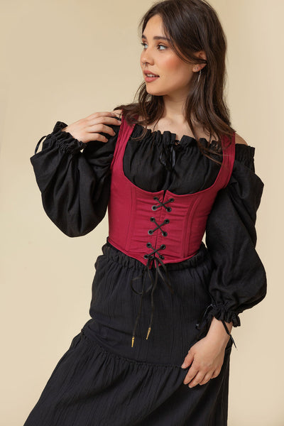 Burgundy Corset, Burgundy Corset Top, Handmade bustier stay