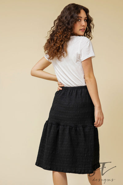 Black Peasant Skirt, Black 2-tier Skirt, Black Skirt