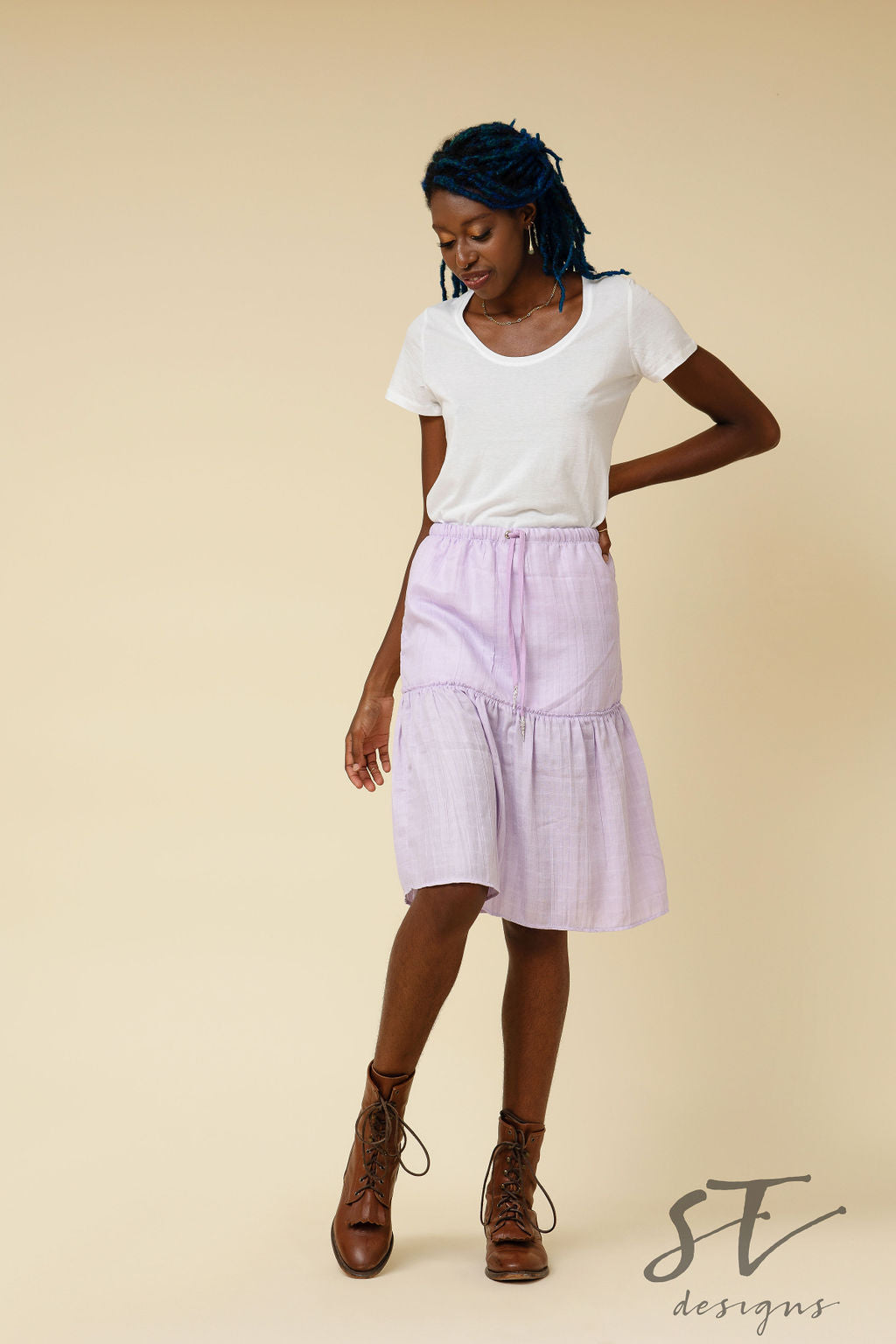 Lavender Peasant Skirt, Lavender Skirt, Purple Skirt, Lavender 2-tier Skirt